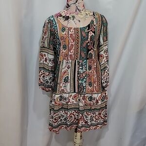 4/$20 UMGEE Multiprint Boho Paisley Cotton Tunic Top